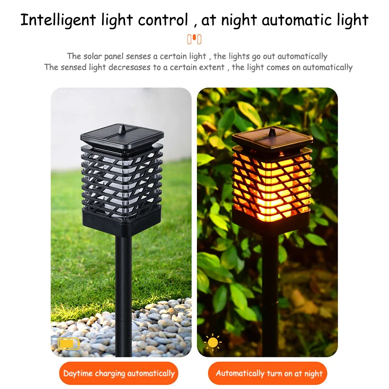 Intelligent Optical Control Solar LED Light Flame Lamp Torch Lamp Waterproof Outdoor Decoration Lamp For Garden Villa Courtyard