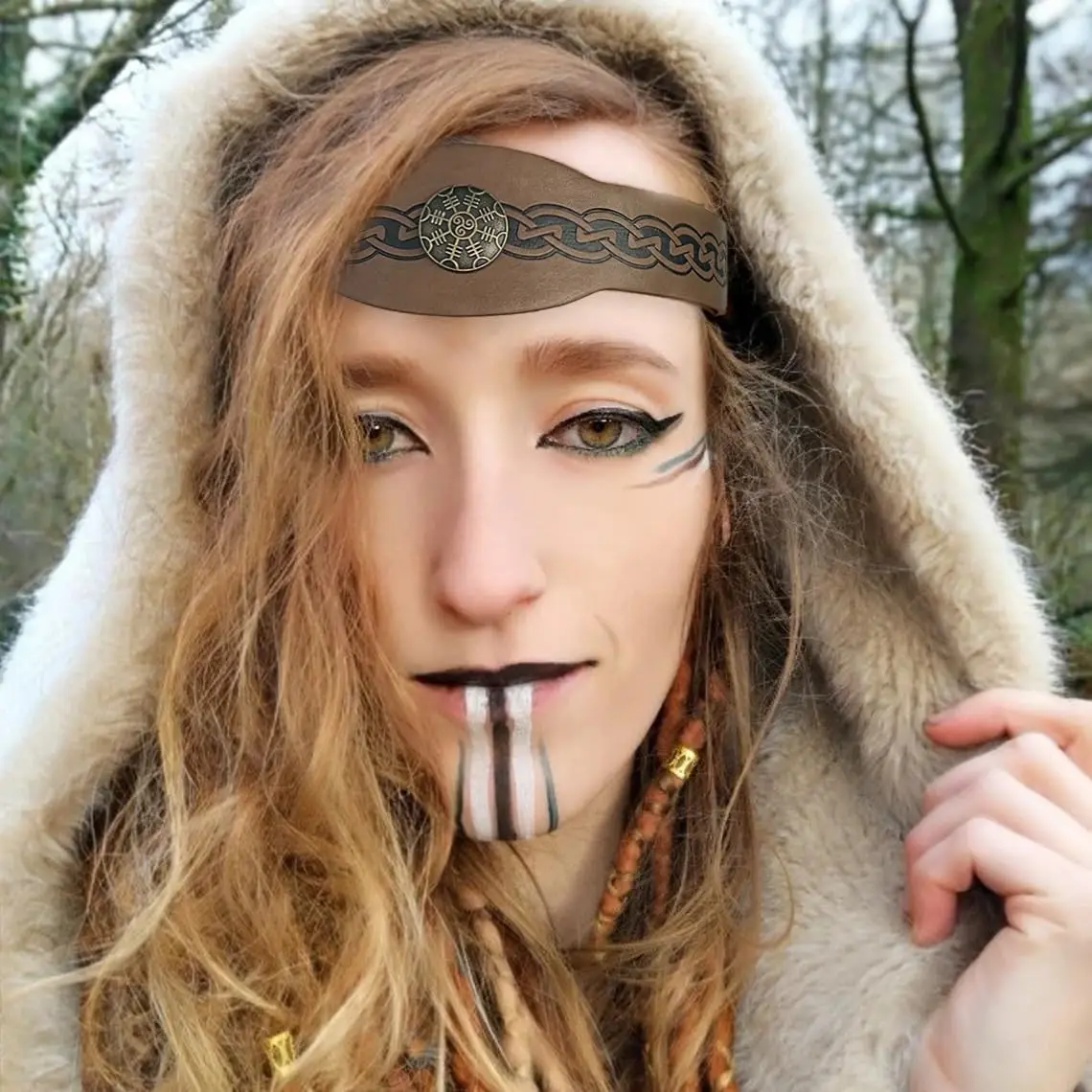 Retro Viking PU Leather Adjustable Headband Halloween Cosplay Medieval Knight Headwear for Club Stage Performance Accessories image 2