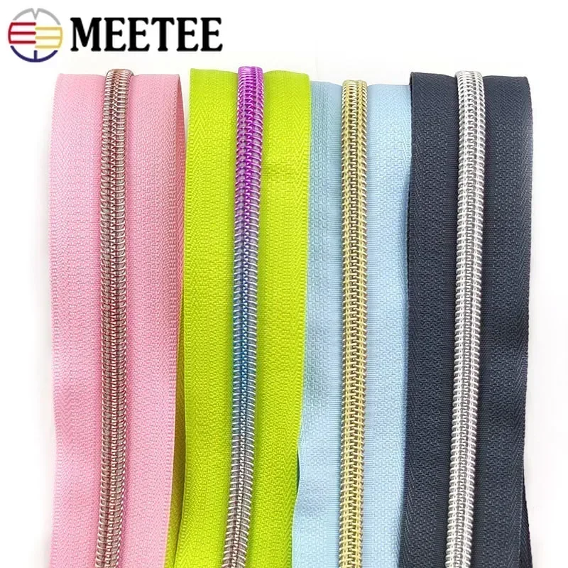 1/2/3/5/10M 5# Nylon Zippers Tapes DIY Plastic Coil Zipper By The Meter Bags Purse Decorative Zips Repair Sewing Accessories