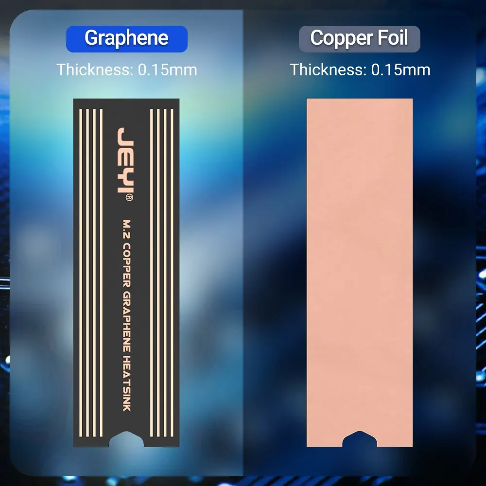 JEYI Graphene Copper Foil M.2 SSD Heatsink, NVMe NGFF 2280 Graphene Cooler SSD Radiator for Laptop PC PS5 2280 Drive 2-Pack