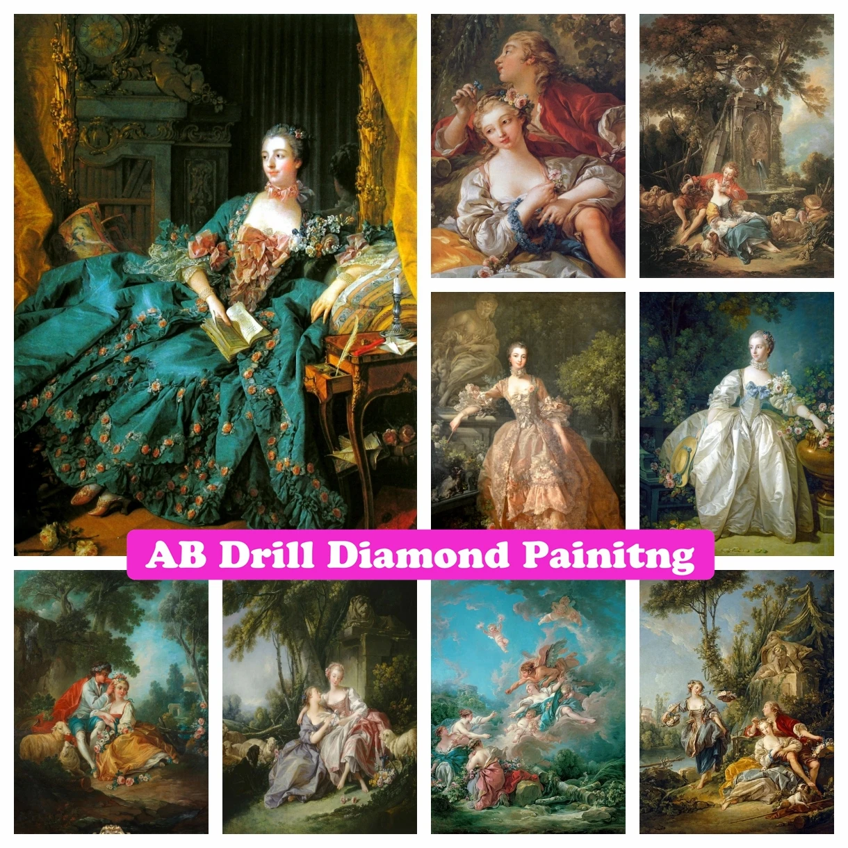 Madame De Pompadour DIY AB Drills Diamond Painting Cross Stitch Francois Boucher Embroidery Mosaic Rhinestone Hobby Home Decor