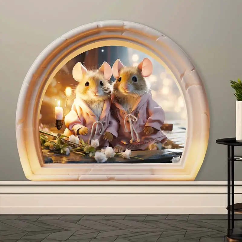Mäuse Paar gekleidet in Pyjama Wanda uf kleber, Maus Höhle selbst klebende Schlafzimmer Eingang Wohnzimmer Veranda Wohnkultur m845 – Detail 6