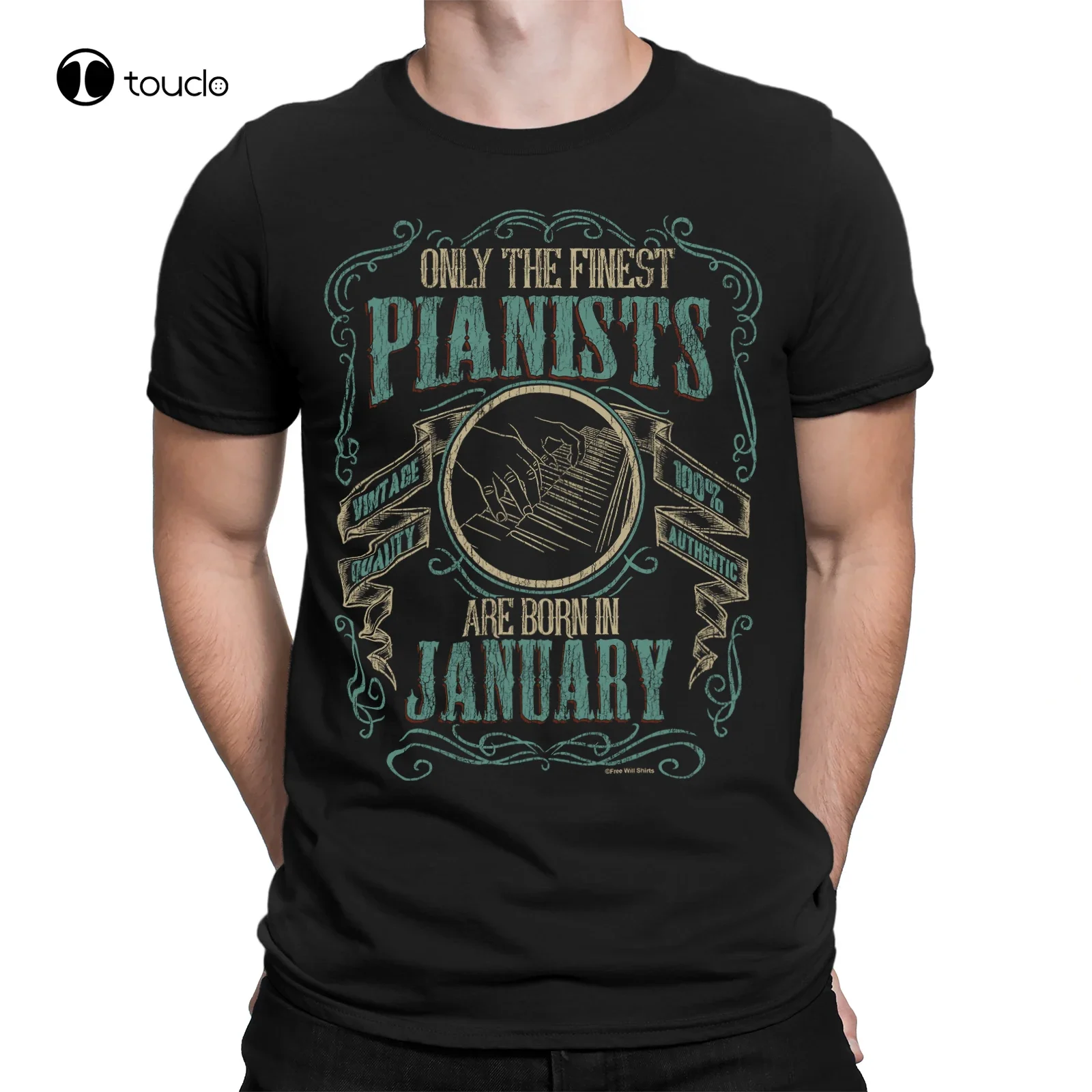 Cool Tee Shirt Mens Piano T-Shirt Finest Pianists Born In January Music Birthday Christmas Summer T-Shirt Fashion Funny New