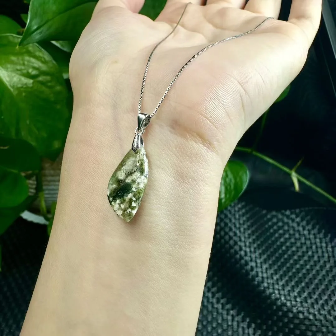 

1 Pc Fengbaowu Natural Ocean Jasper Pendant 925 Sterling Silver Frame Irregular Shape Reiki Healing Stone Jewelry Gift Men Women