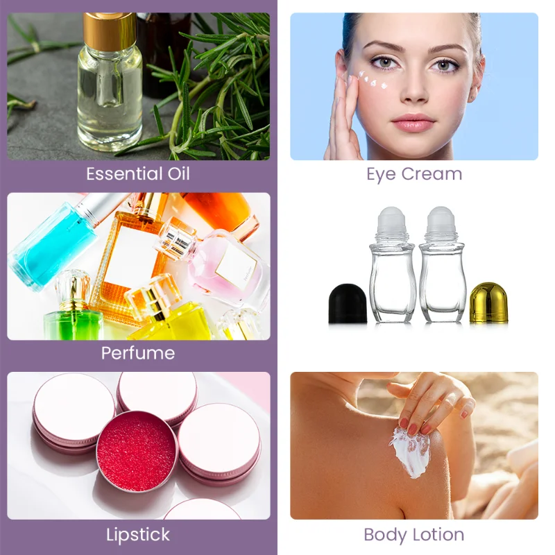 Flacone a rullo per olio essenziale con grande sfera a rullo per profumo 30/50ml rotolo per aromaterapia in vetro trasparente su contenitore cosmetico per bottiglia