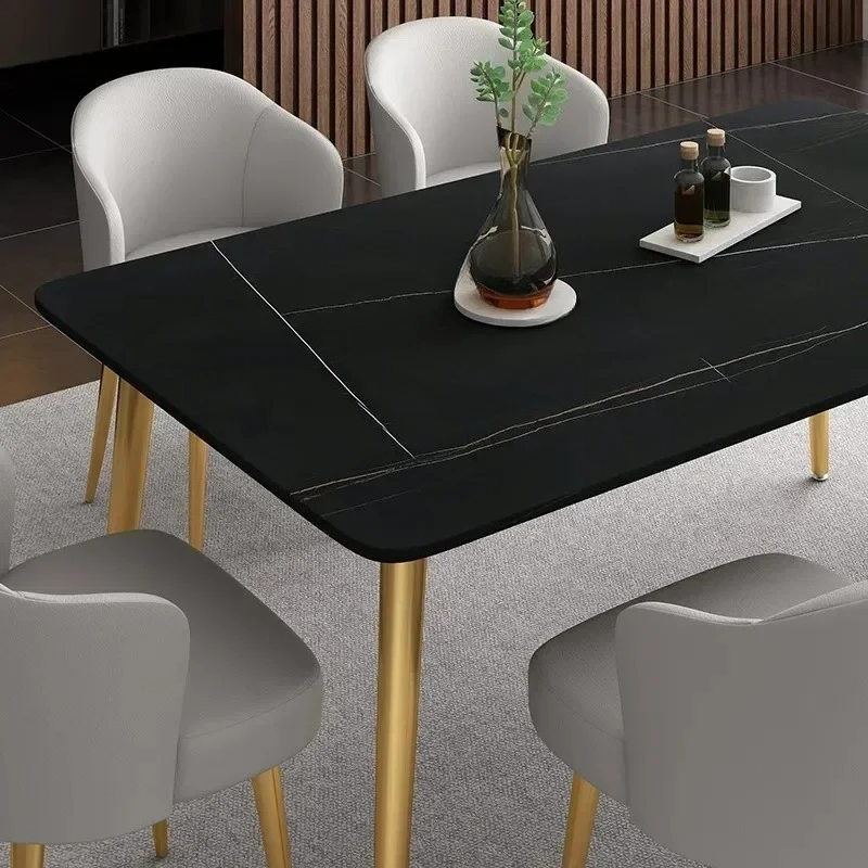 Tavolo da pranzo moderno per hotel Set da sala da pranzo in metallo nordico per mobili da sala da pranzo Sedie da tavolo in ardesia di lusso leggere