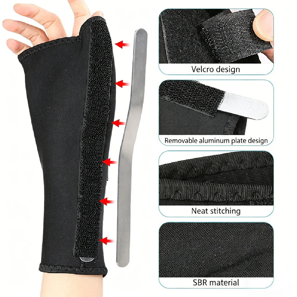 Neoprene Thumb Brace & Wrist Strap,Adjustable Aluminum Plate Support,Pressure-Boosting Wrist Band for Sports Protection Sports