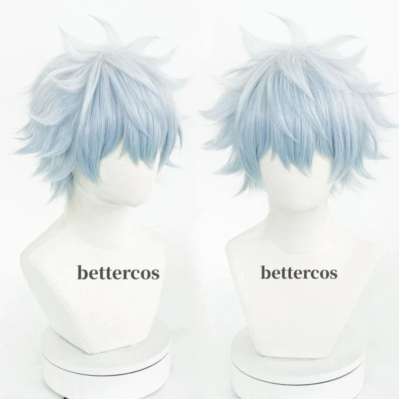 Amine Gintama Sakata Gintoki cosplay wig Silver Soul short gradient color heat resistant synthetic costume hair wigs wig cap