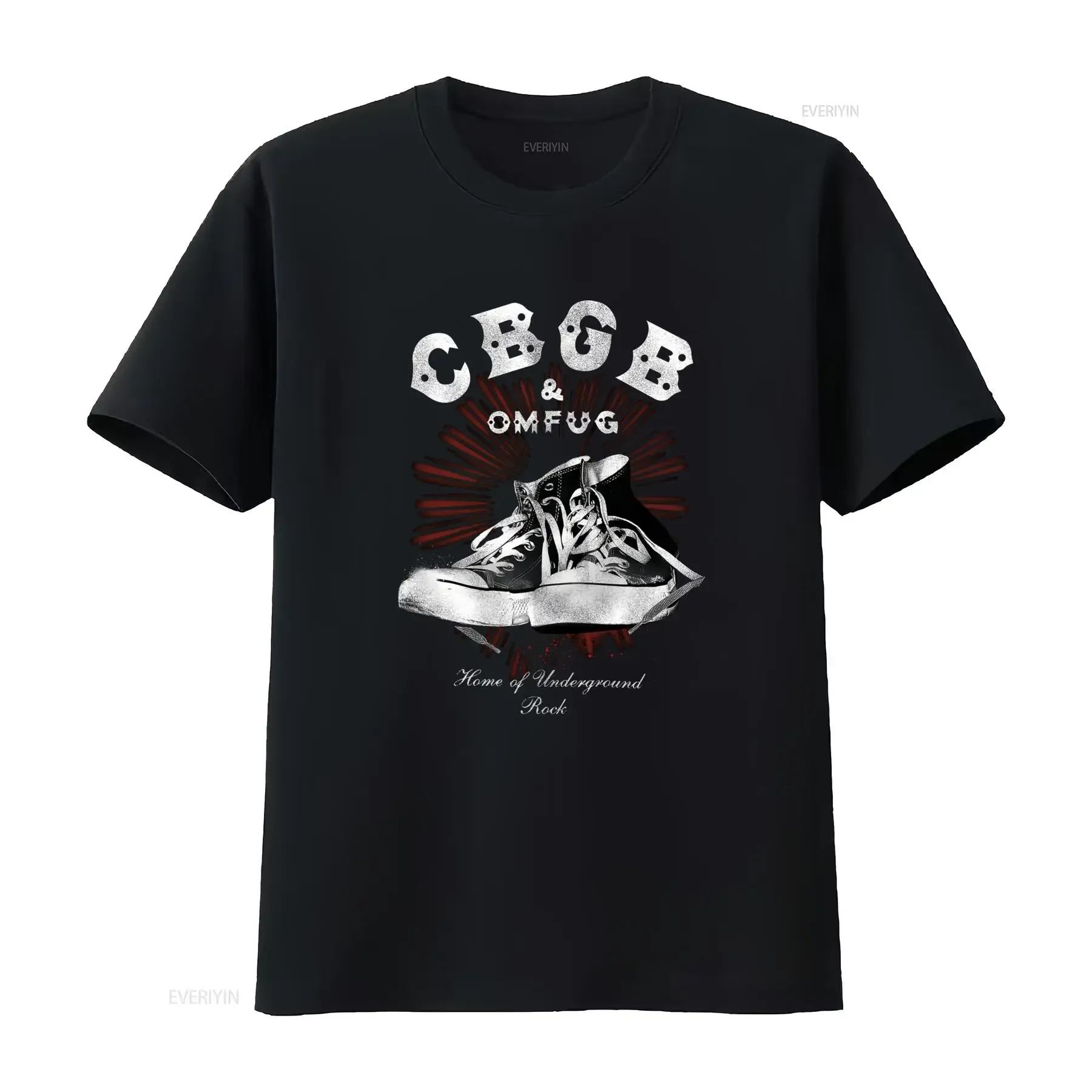 Vintage CBGB Underground Punk Rock Sneaker Print Casual Streetwear T Shirt vintage Washed Top For Everyday Wear Soft Slightly