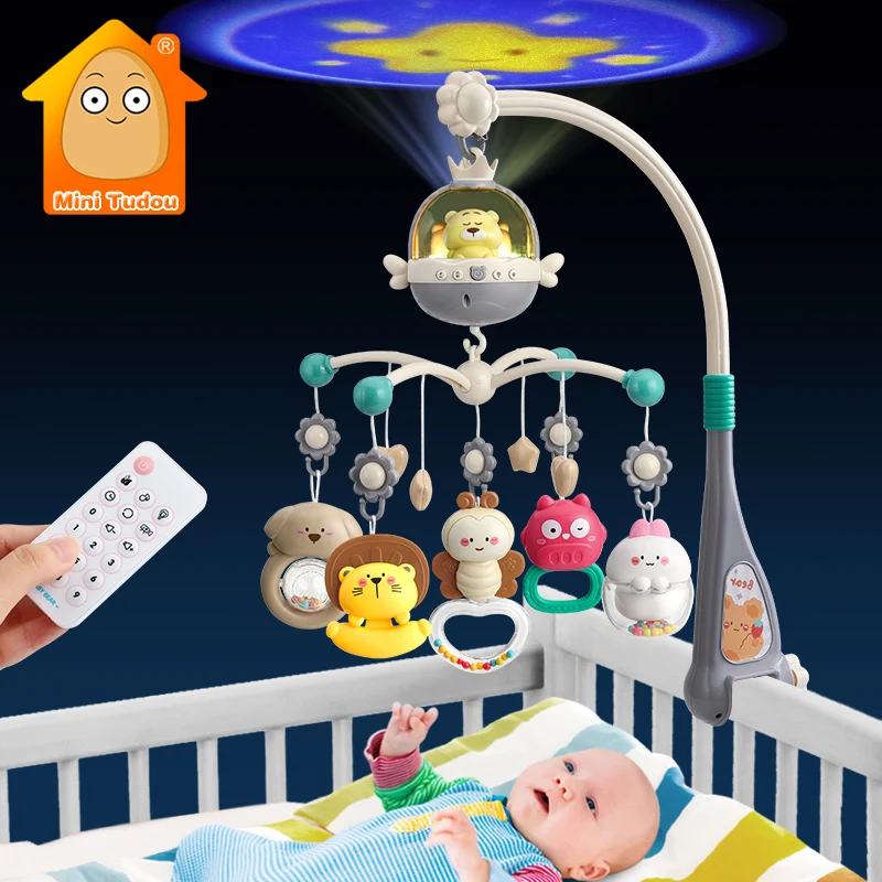 Baby Crib Mobile Rattle Toy For 0-12 Months Infant Rotating Musical Projector Night Light Bed Bell Educational For Newborn Gift
