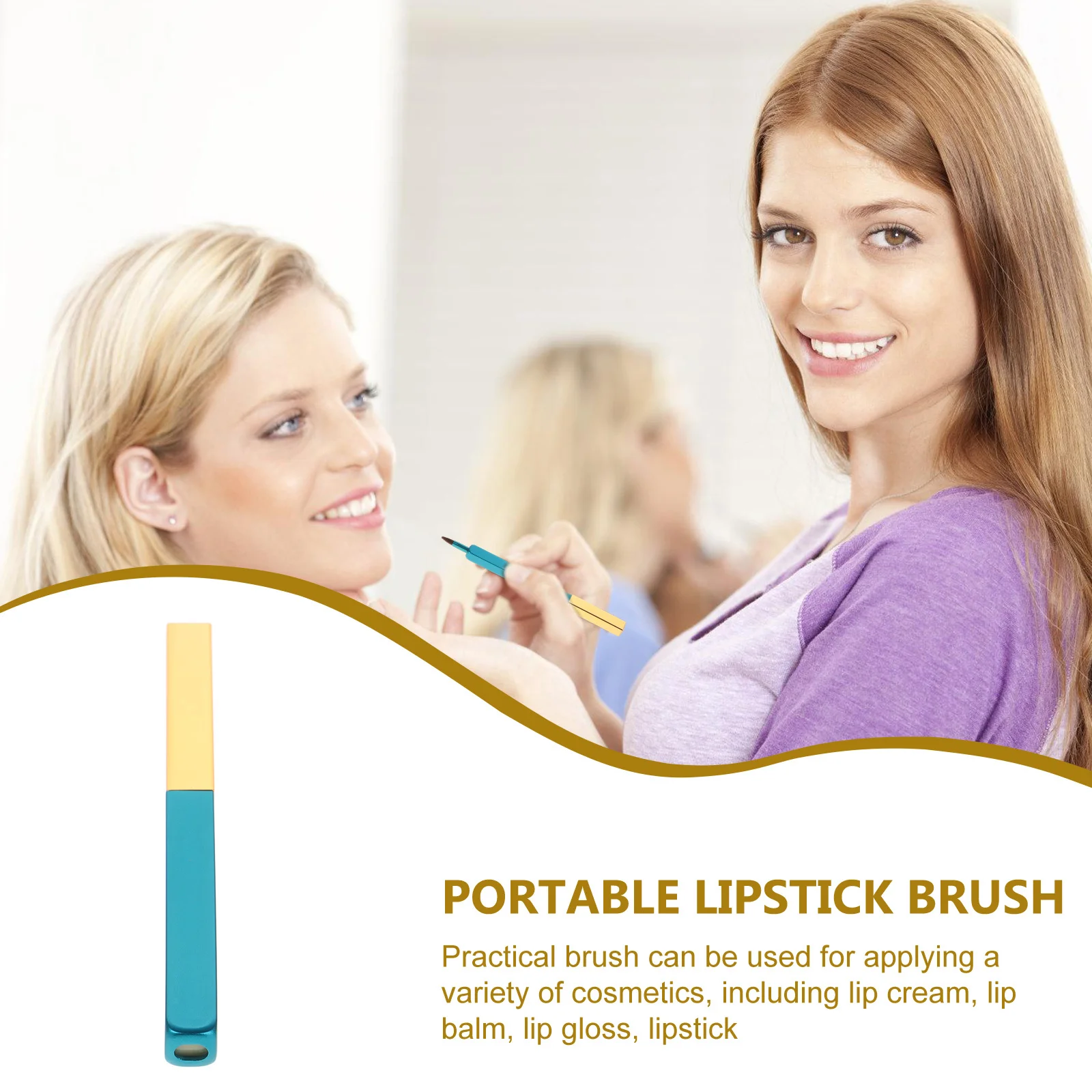 Pincel de labios portátil retráctil, diseño elegante verde pavo real para lápiz labial, brillo de labios, bálsamo, aplicación sin esfuerzo, viaje