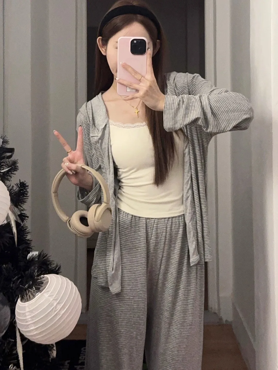 

Женский комплект для сна из модала с длинными рукавами, весна-осень, три предмета: домашняя одежда, шорты, длинные брюки, комфортный, мягкий, в корейском стиле