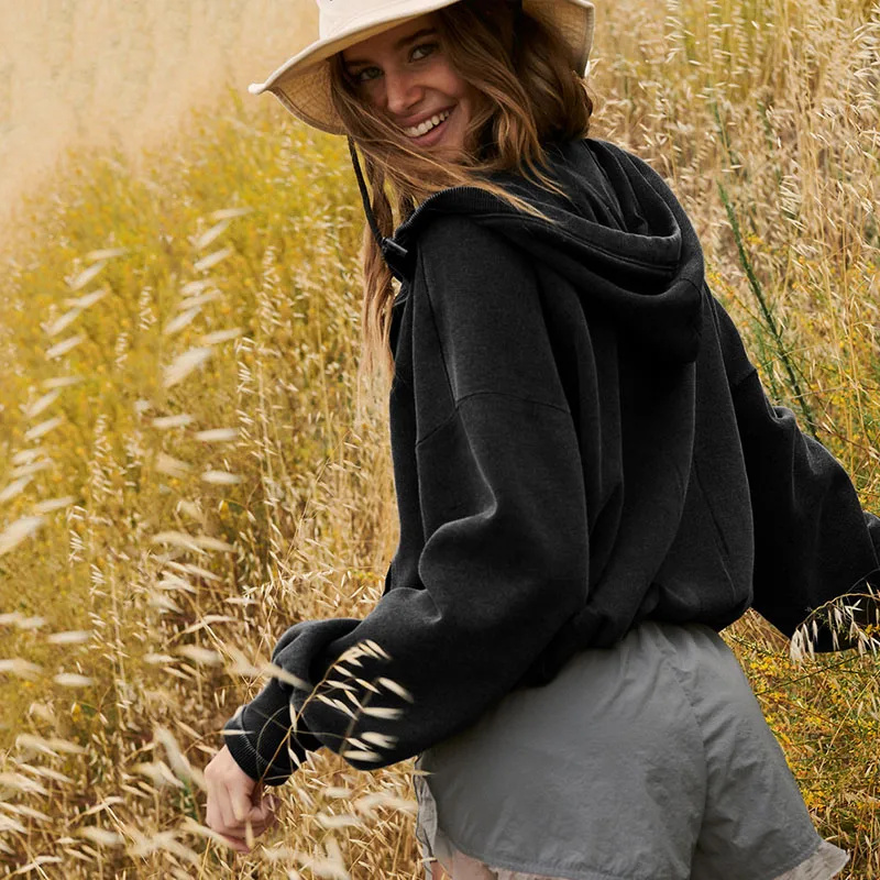 2025년 가을 신상 여성용 루즈핏 드롭 슬리브 후드티, 스트릿웨어 여성 패션 탑