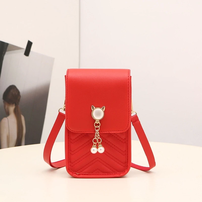 Bolso mensajero a juego para mujer Bolso hombro vertical Bolso cuero para teléfono PU