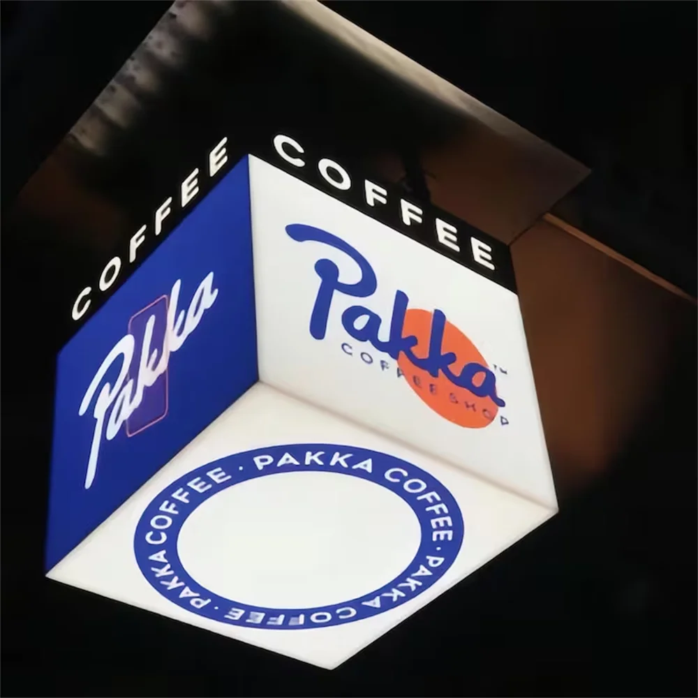 صندوق إضاءة LED لافتات الشارع مستطيلة مزدوجة الجوانب صندوق تسجيل مطبوعة شعار علامة مقهى علامة صالون تجميل واجهة المتجر تسجيل في الهواء الطلق #5