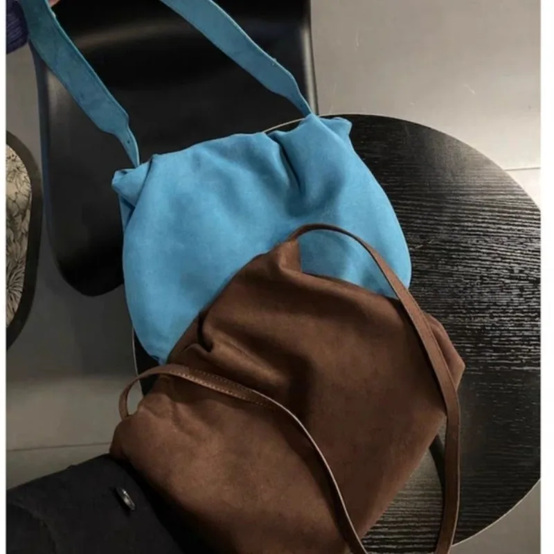 Autumn and Winter Cloud Bag Extremely Beautiful Light Blue Suede Shoulder Bag Crossbody Bag Fashion