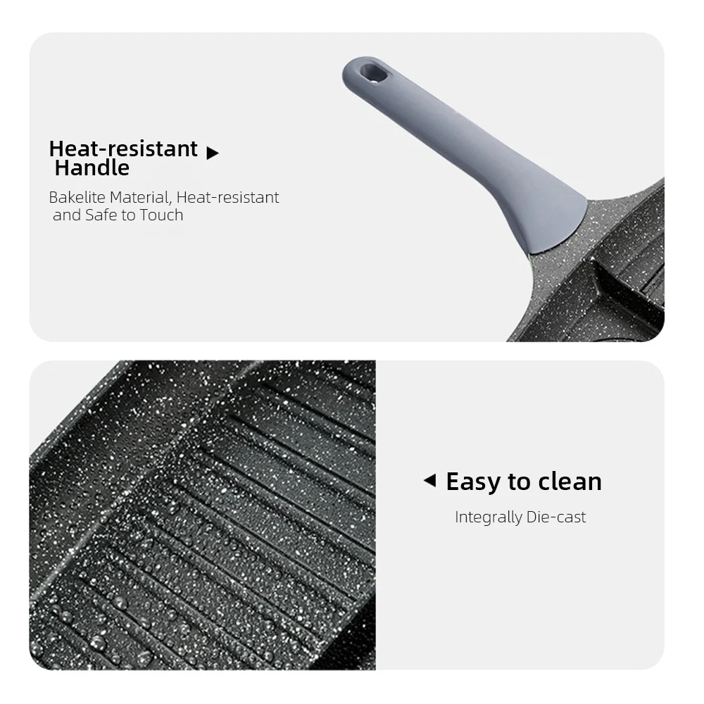 مقلاة البيض المقلي من كوكر كينج مقلاة مقلاة 3 في 1 مقلاة الإفطار متعددة الوظائف غير لاصقة فطيرة غداء الشواء #5