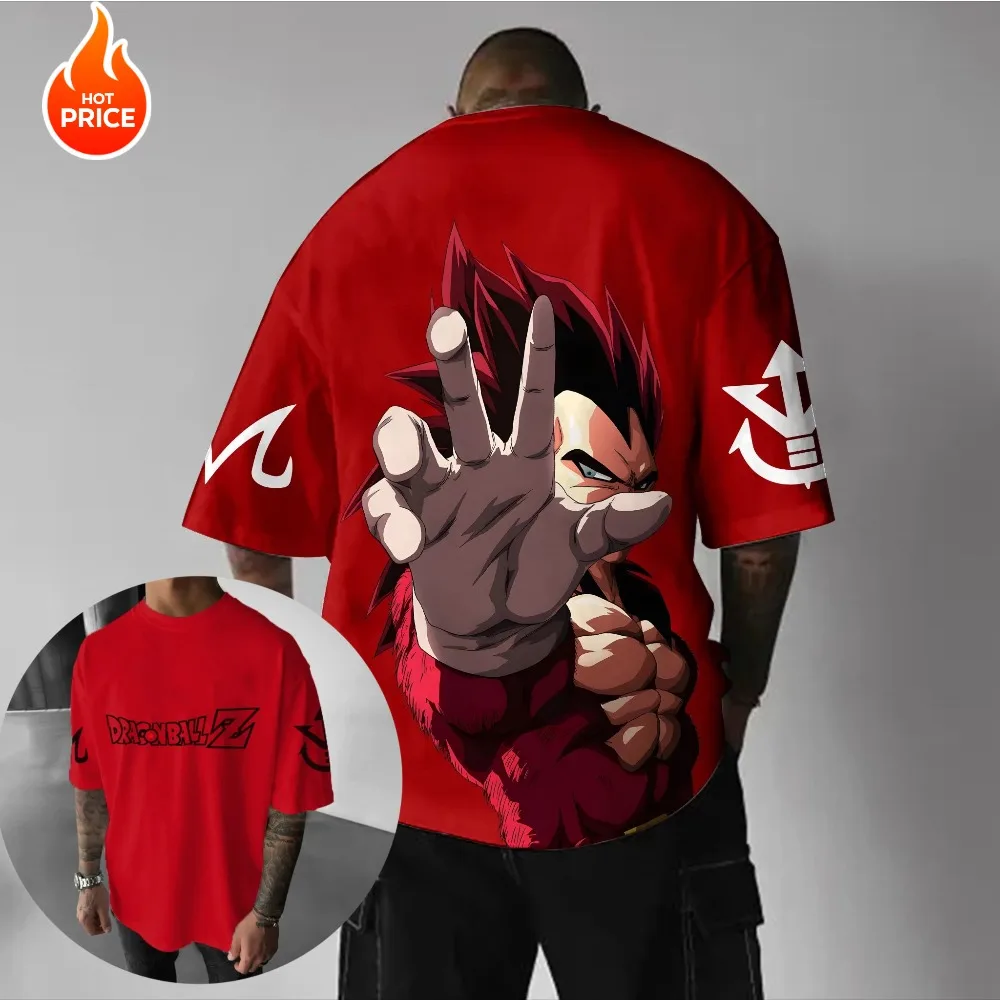 

Vegeta Anime Dragon Ball Harajuku Men Summer T-shirt 2025 Oversized Retro Street Women Casual Loose Short Sleeve Unisex Tops Y2k