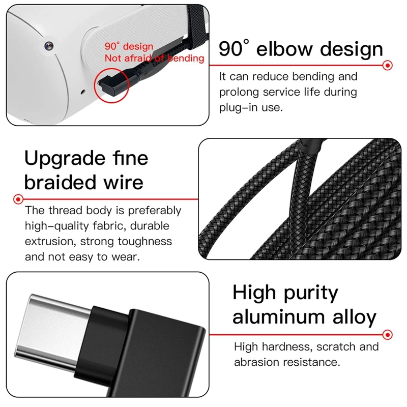 Data Line Charging Cable For Oculus Quest 2 Link USB 3.1 Type C Data Transfer USB-A To Type-C Cable 20V 3A Charger