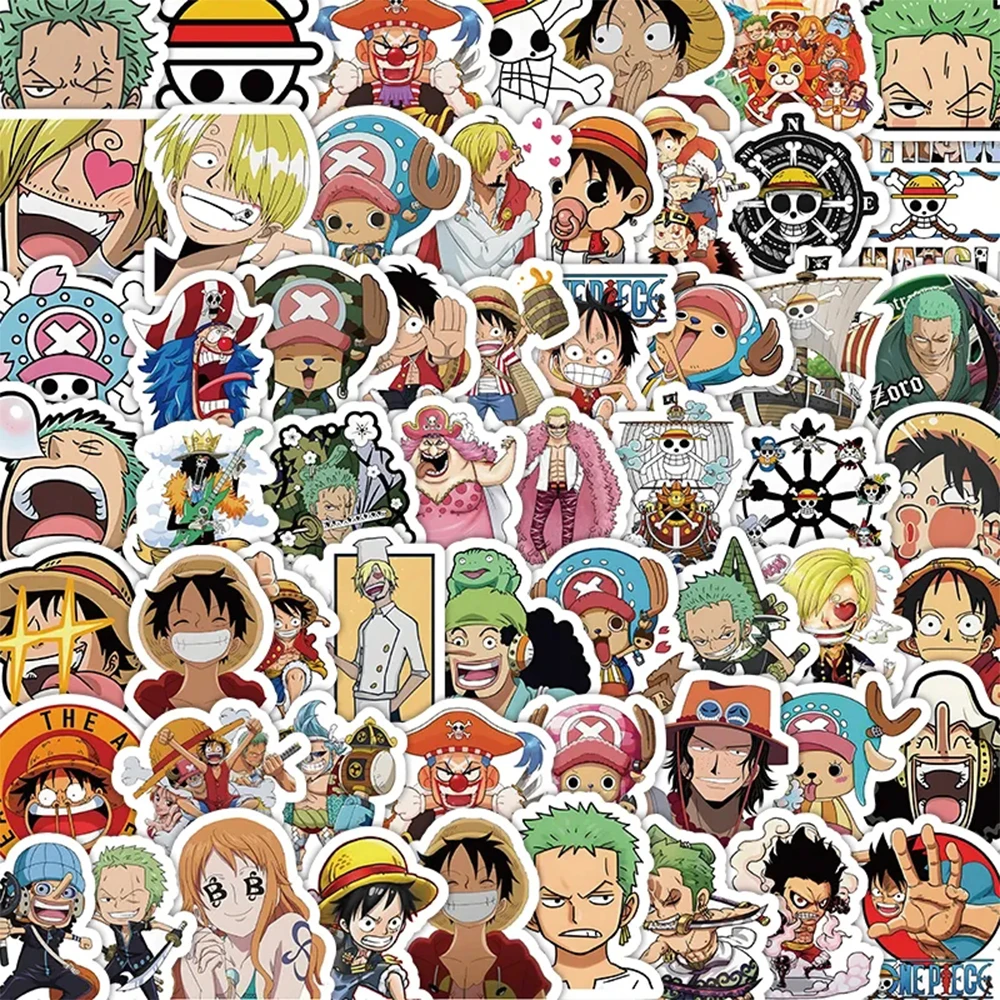 One Piece Anime Cartoon Adesivos, Decalques Kawaii, Legal, Bonito, À prova d'água, Laptop, Motocicleta, Skate, Carro, Brinquedo, 10, 30, 50, 100Pcs