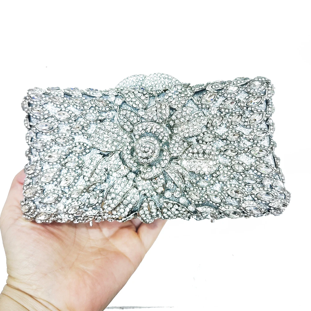 Big Stone Black Crystal Evening Bag Diamond Women Wedding Clutches Gems Party Clutch Purse Metallci Minaudiere Rhinestone Purses - view 5