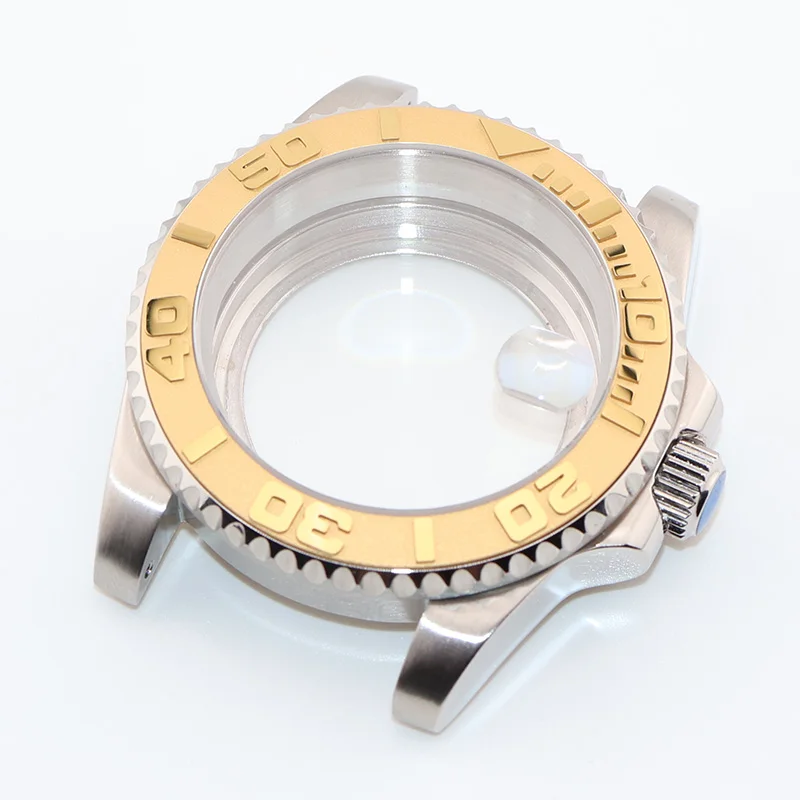 40MM Silver Yacht Master NH35 NH36 NH34 Watch Cases for Seiko Mod Automatic Mens Wristwatc Replacement Parts
