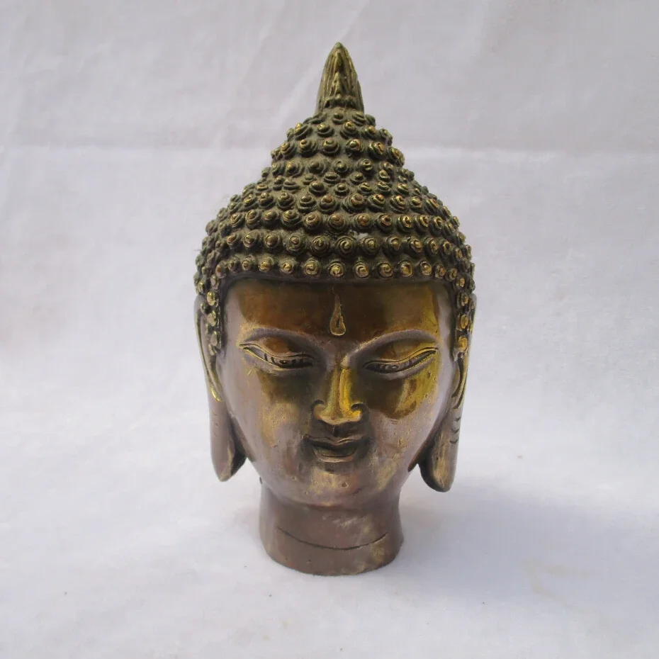 Collectible Chinese Decorated Old Copper Carved Buddha head Sculpture /Antique Buddha statue 04