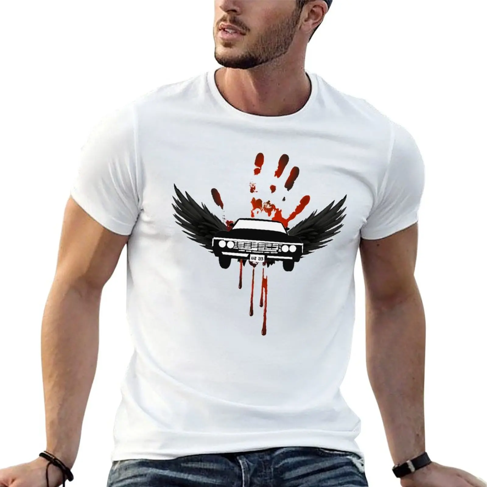 Impala, wings, handprint T-Shirt Work Style Casual T-Shirt