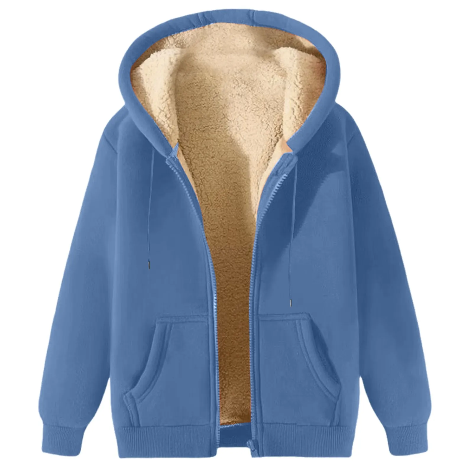 Men's Winter Jackets Fleece Lined Hooded Jackets Zip Up Plush Hoodies Unisex Thermal Jackets Men's solid color Hooded Jacket