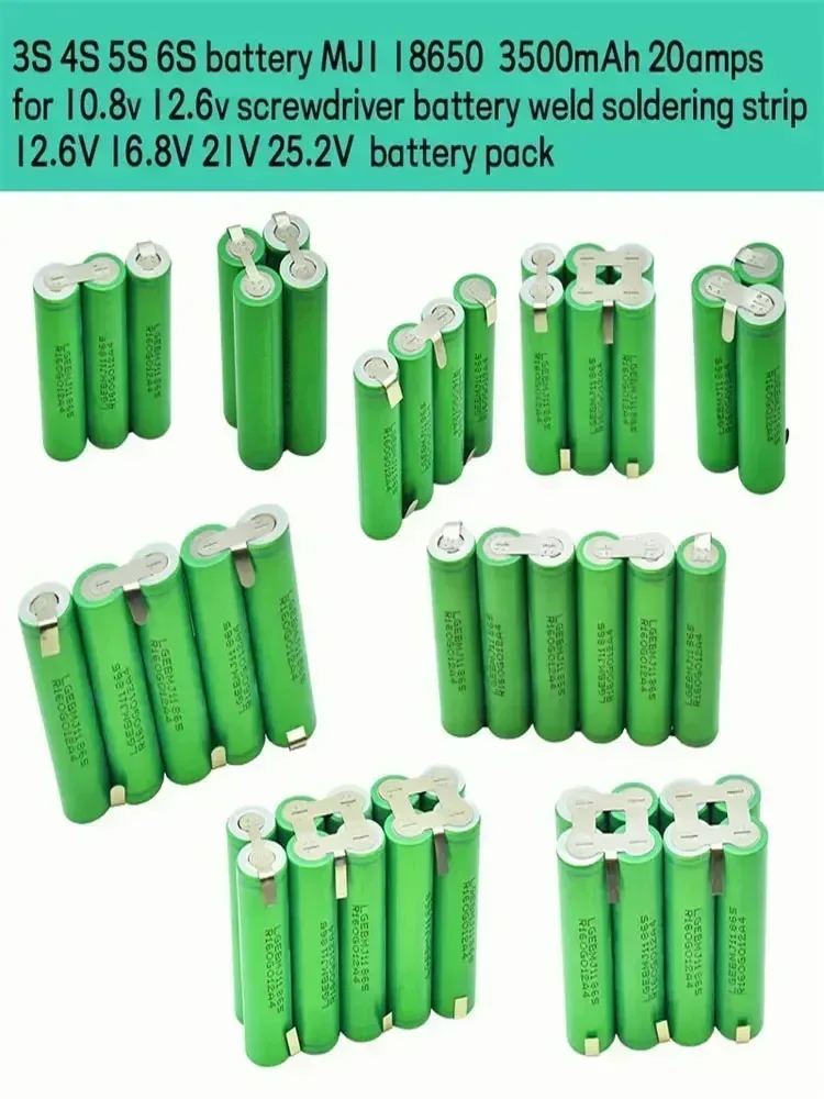 2025-18650MJ1 Li-ion batterij 2s1p 1s3p 3s2p 4s2p 5s2p 6s2p 18650 power pack 3500 MAh 18 V schroevendraaier 18650 oplaadbare batterij - afbeelding 2