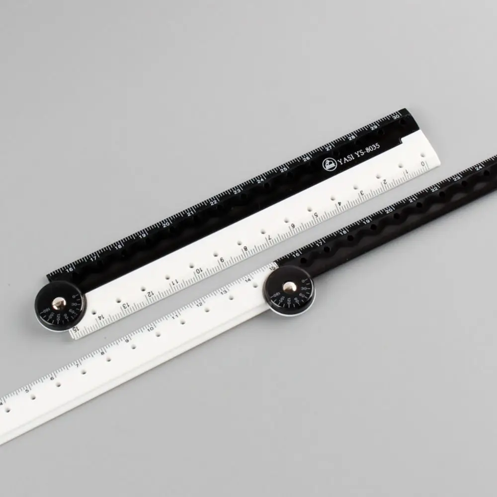 Graphic Black And White Folding Ruler Drawing Measuring Straight Ruler Plastic Multifunctional Scale Ruler Exam