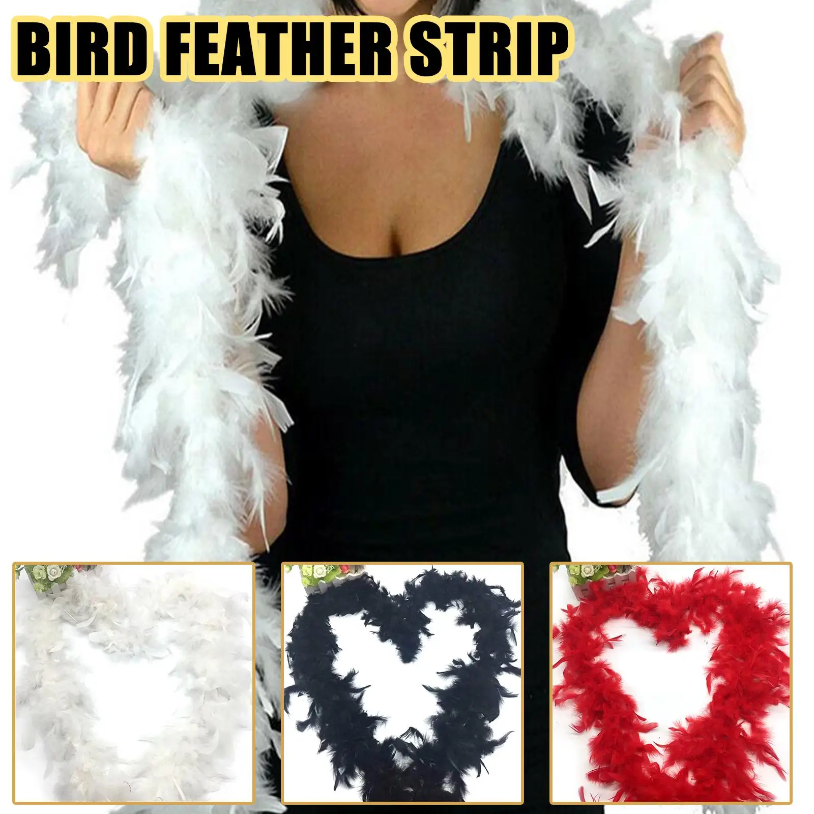 2m Feather Boa Christmas Tree Decoration White Feather Boa Ribbon Feathers Dress Garland Decorative Feathers Wedding Shawl