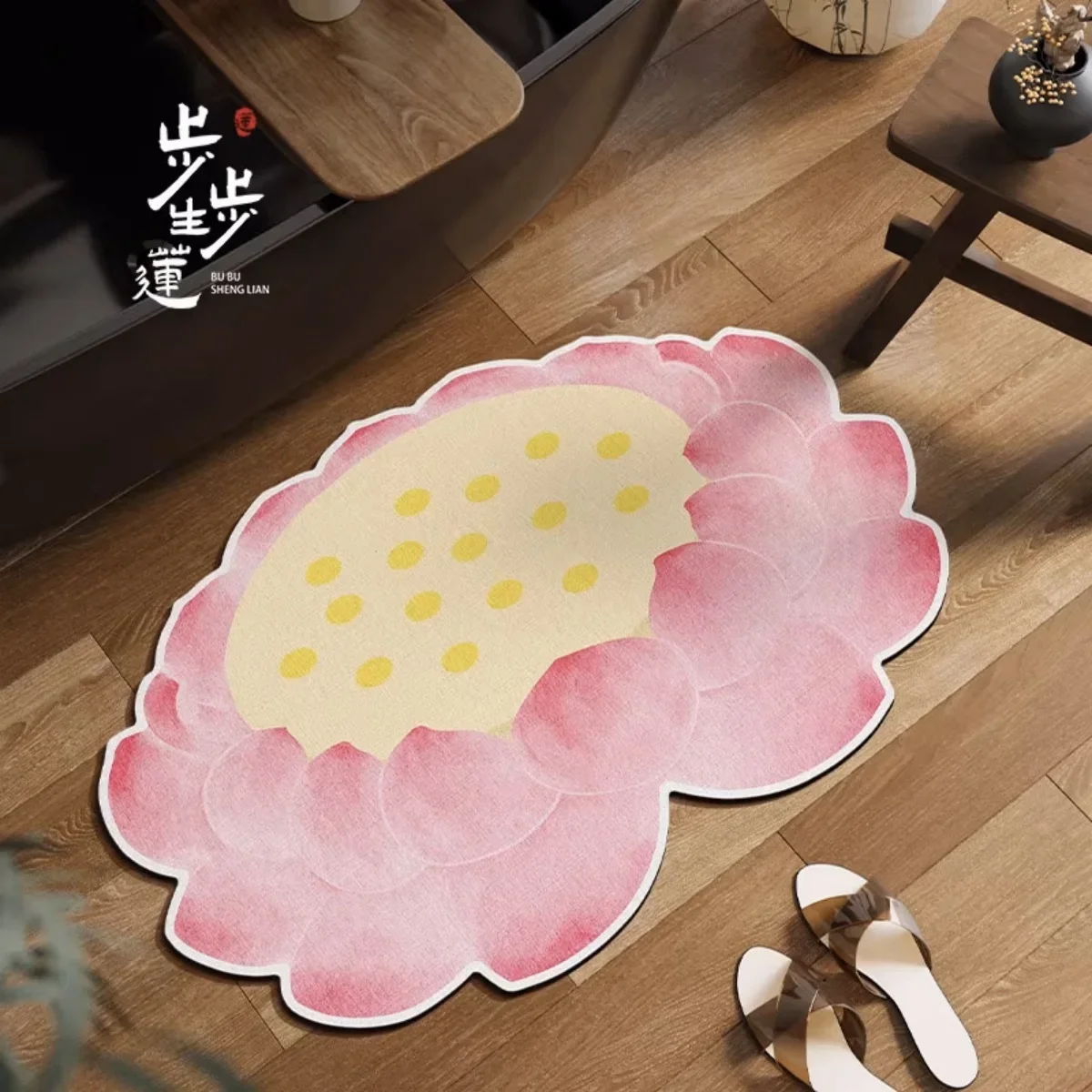 B14LYX Artistic Floral Contour Rug Chinese Style Home Decor Irregular Indoor Entryway Floor Mat