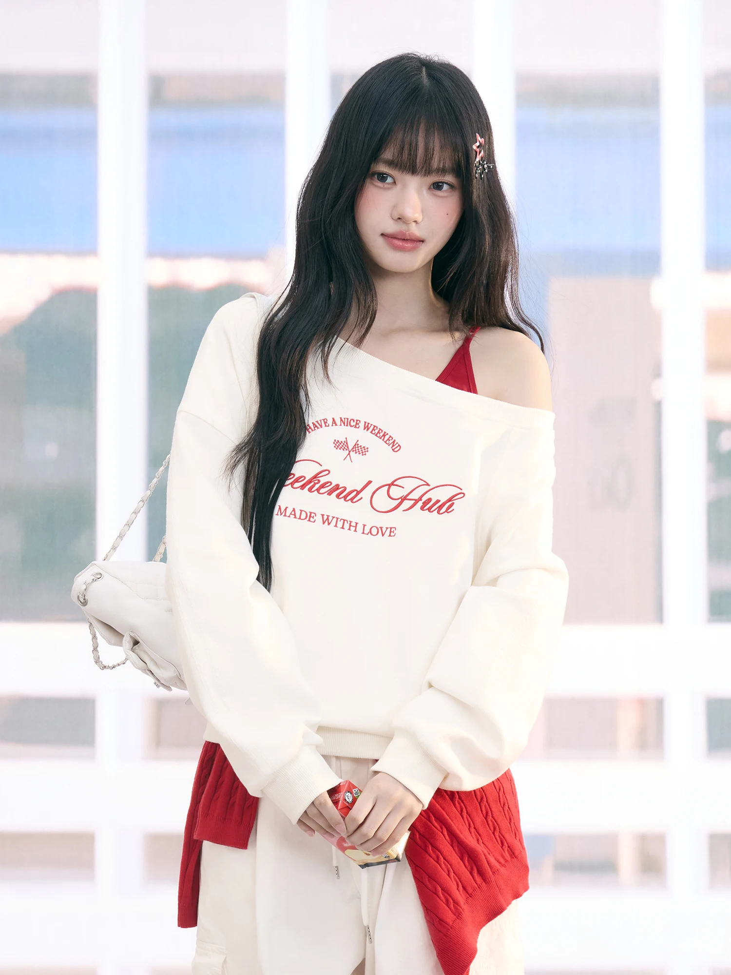 

Свитшот Wedhub Korean Color Block с капюшоном, свободный крой, женский, для повседневной носки, красивый, осенний, модный, из смесового хлопка