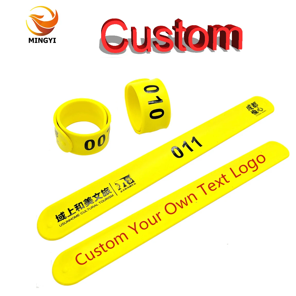 100PCS Custom Logo Text Silicone Slap Bracelet Rubber Snap Band Wristband Recycled DIY Slap Bracelets for Promotion