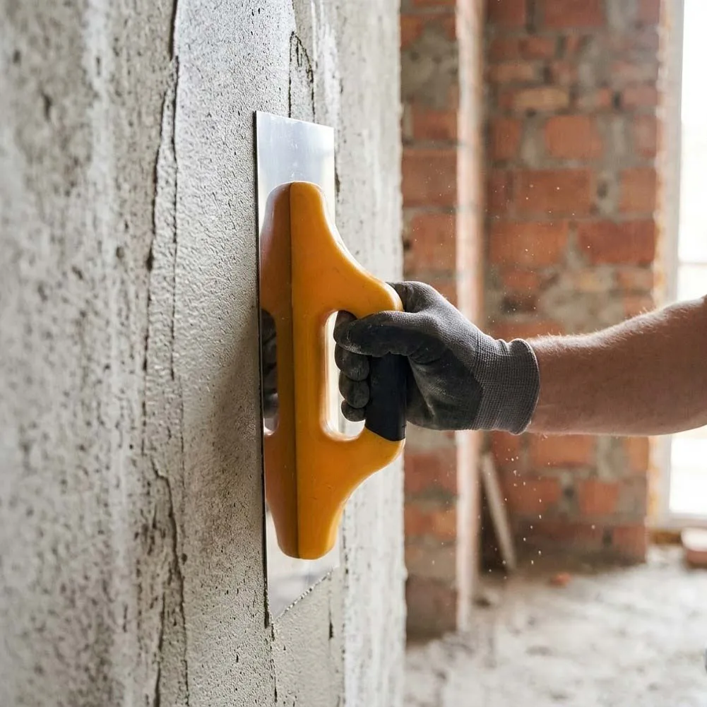 Flat for base Stainless Steel Trowel with Ergonomic Extended Handle for Precise Putty Application on Interior For Walls and