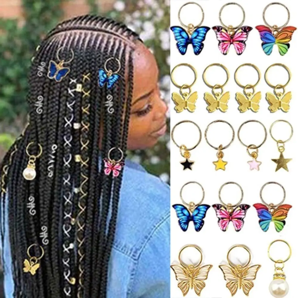 

20Pcs Metal Dreadlock Hair Rings New Long Hair Locks 20Pcs Hair Beads Butterfly Butterfly Pendant