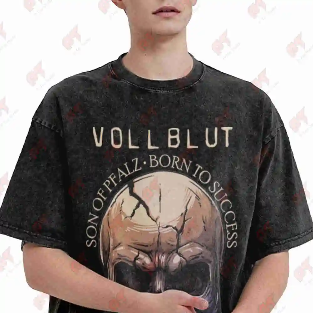 Son Of Pfalz Born To Success Homeland Pfalzkind Pfalzpower 98616 Skull German Text Vintage Washed Tee Pure Cotton T-Shirt