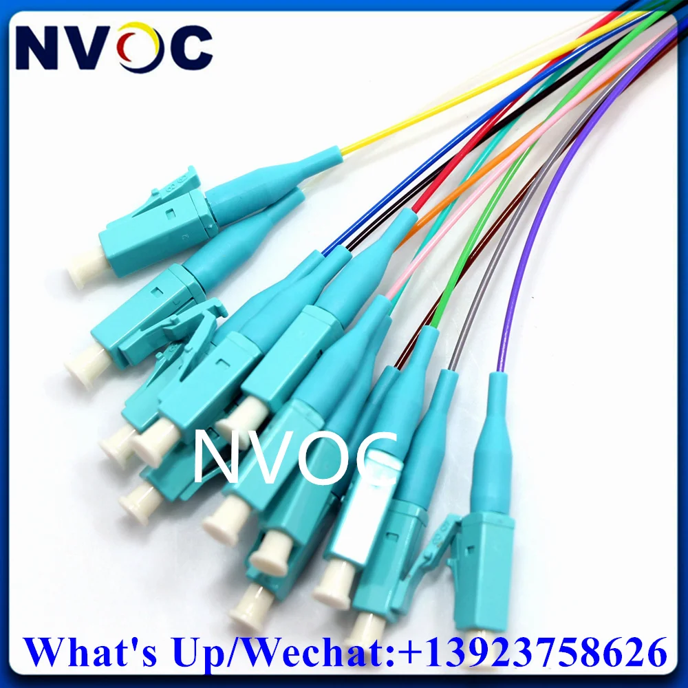 2Set,LC/APC Single Mode G657A1 LCUPC MM SM OM2 OM1 OM3 OM4 1.5M Tight Buffer 0.9mm 12Colored Optic Pigtail LSZH Cable Connector