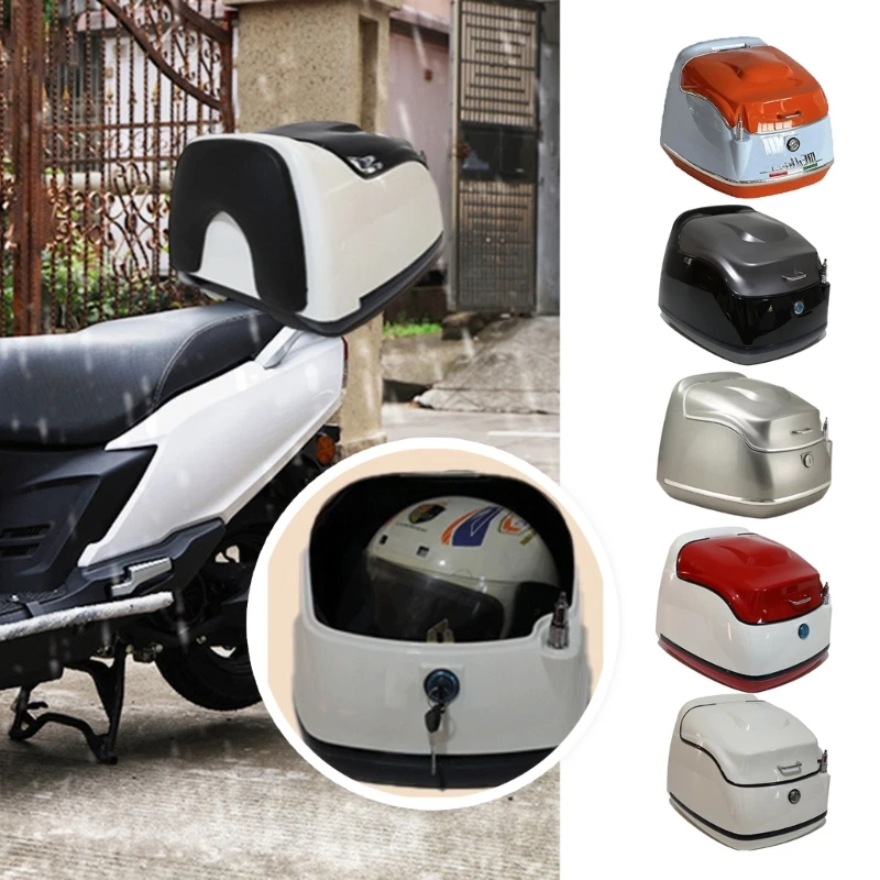 

Waterproof Motorcycle Rear Storage Box 38L Strong Design Container Comfortable Backrest Vintage Look for Long Rides X37F