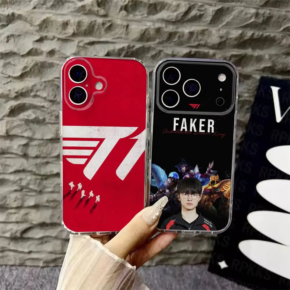 

T1 Team L-Lols Lck Faker Phone Case For iPhone 17,16,15,14,13,12,Pro,Max,Plus,E,SE4,Air,Mini Transparent Cover