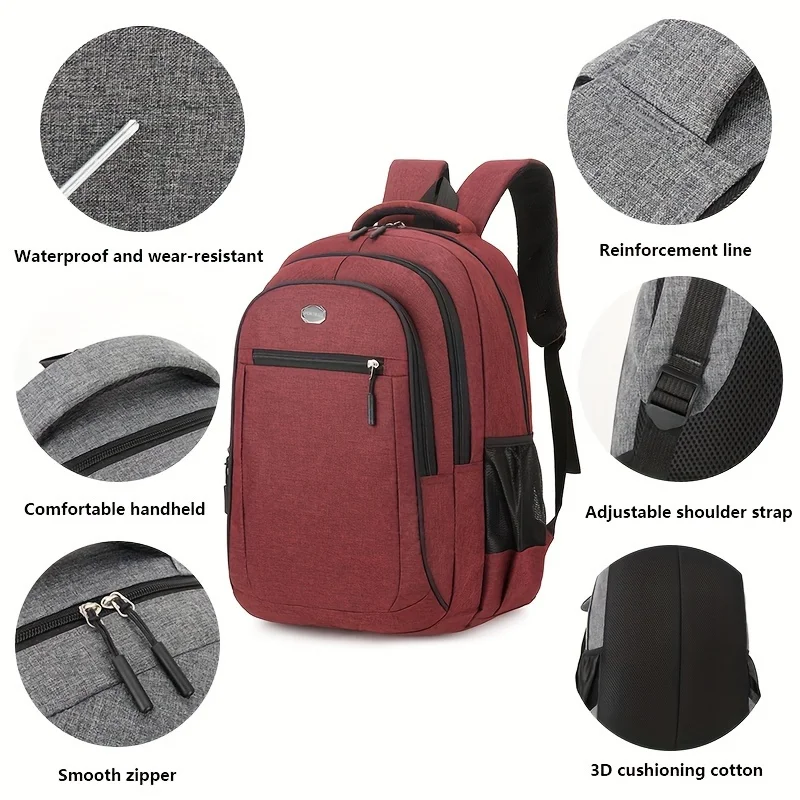 Large-Capacity Backpack, Male and Female Students Computer Bag, Multi-Pocket Waterproof Wear-Resistant Commuter Backpack