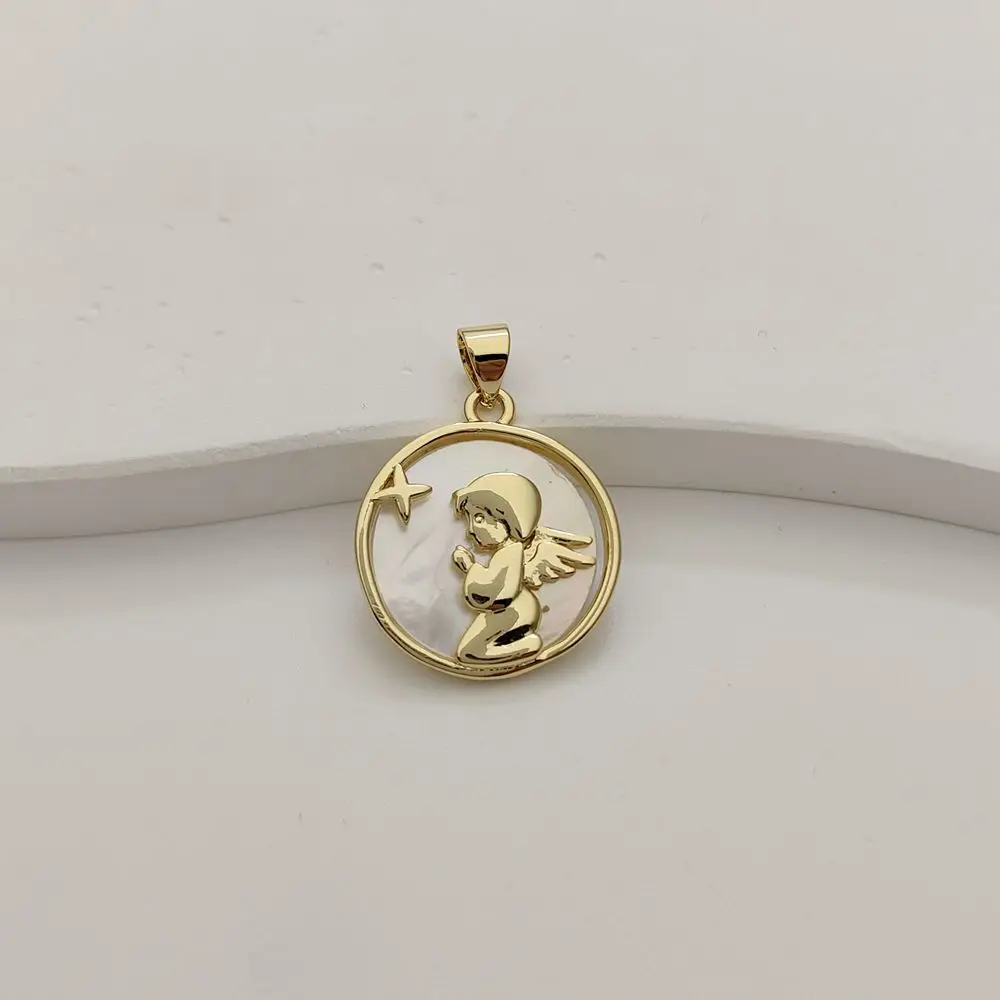 Fashion Natural sea shells Praying Angel Charms Pendants For Woman DIY Metal Bracelet Necklace Jewelry Handmade Accessories
