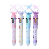 QX2A Sequins Multicolor Pen 10 Color-in-1 Writing Pen Ballpoint Pen for Journaling