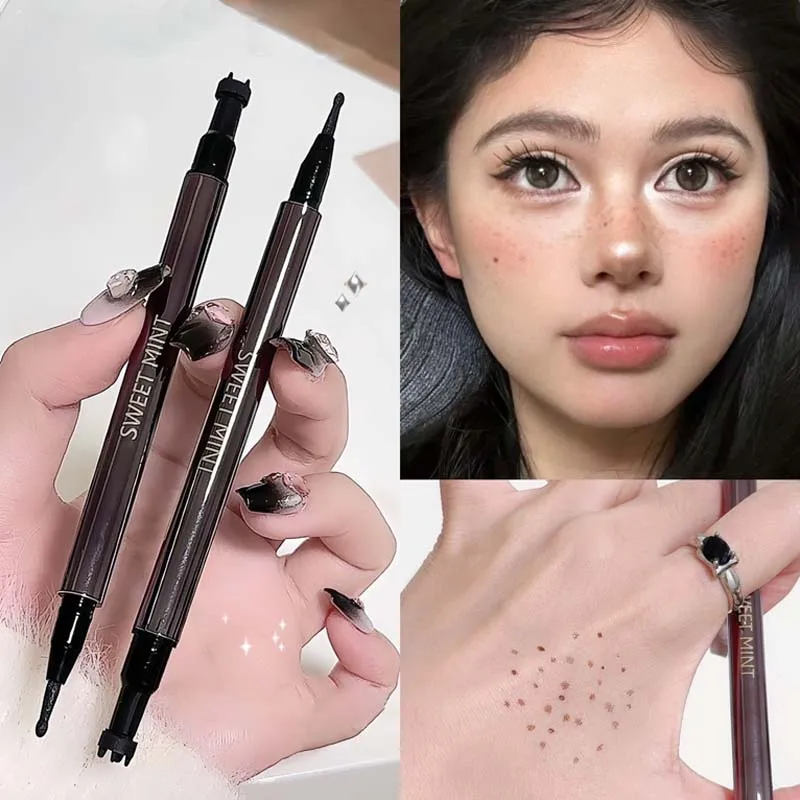 Natürlicher Simulations-Sommersprossen-Stempelstift, langanhaltend, wasserfest, braun, satte Farben, Sommersprossen- und Muttermal-Make-up-Stift, Fleckenstift zum Zeichnen von Sommersprossen