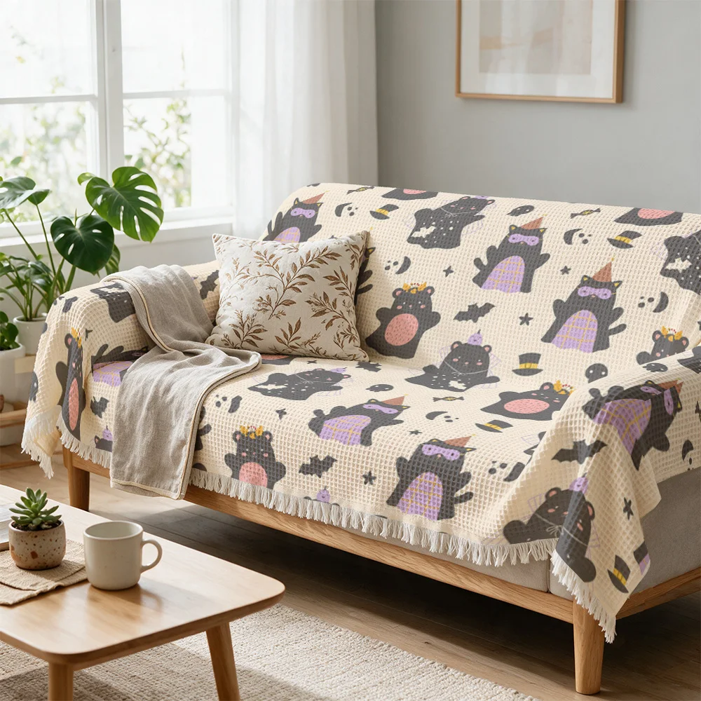 Adorable Cartoon Animal Throw Blanket for Sofa Couch Decor Cozy Pattern Plush Seating Throw Cover Home Decor Gift