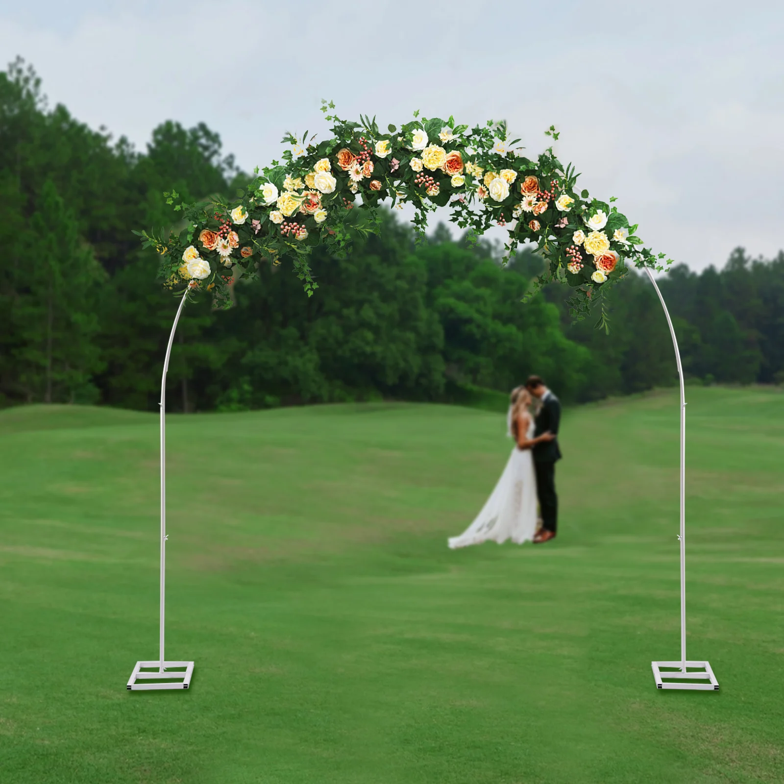 7.5ft Metal Wedding Arch, Balloon Arch Backdrop Arch Stand for Wedding, Garden, Yard, Indoor Outdoor Party Decoration White