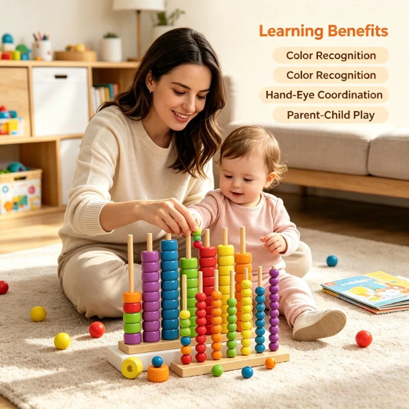 Kids Education Calculator - Ábaco de Madera Montessori, Juguete Educativo
