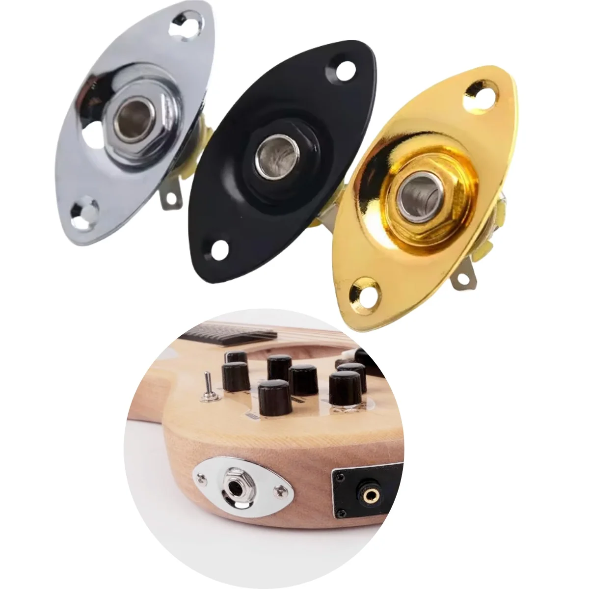 Metal Elliptical Cat-Eye Plate Input Jack(1/4