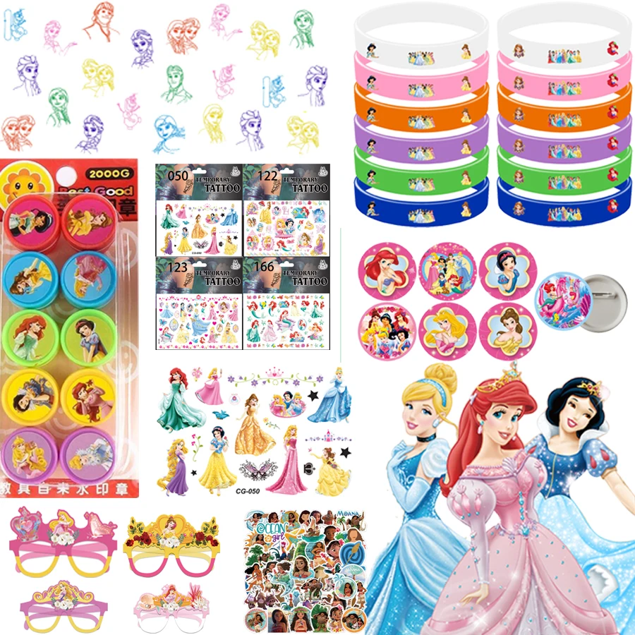 ديزني الأميرة حفلة لصالح صفعة أساور ملصقات الاطفال الفتيات الهدايا حقيبة جودي حقيبة بيناتا شنطة هدايا الحشو استحمام الطفل حفلة سوب